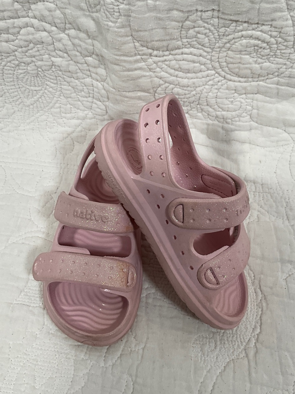 Kids Glitter Pink Sandals with Adjustable Straps